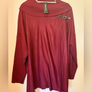Briggs New York Off-the-Shoulder Burgundy Sweater